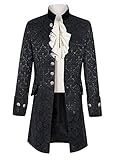 Runcati Herren Steampunk Frack Mantel Smoking Viktorianisch Renaissance Pirat Viking Kostüm Gothic Gehrock Männer Mittelalter Jacke, Schwarz, XL