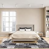 oKu-Tex Bettumrandung Set 3-teilig [67x340 cm | 2 mal 67x140 cm] Grauer Bettvorleger, meliert - weicher Kurzflor pflegeleicht - Teppich Schlafzimmer - Geometrisches Patchwork Design - Deutsche Marke