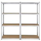 Juskys 2er-Set Lagerregal Easy 2X 160x80x40cm (HxBxT) | 640kg Traglast | 8 Böden | Metall Schwerlastregal Kellerregal Steckregal Regal Regalsystem Metallregal