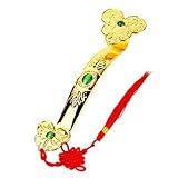 KKJJ Feng Shui Ruyi Dekoration Ornament, Kunsthandwerk aus Metall Chinesisches Ru Yi Eingebettete Jade Gute Reichtum Feng Shui Handwerk für Home Office Decor,Metallisch