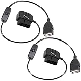 Xiatiaosann OBD-zu-USB-Stromkabel adapter, 16-poliges OBD2-Stecker-zu-USB-Buchsen-Stromladekabel, OBD2-zu-5V 2A USB Anschluss 12V, 24V, 36V auf 5V, 2A mit Umschalttaste, für Auto-GPS-DVR-Dashcam