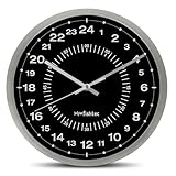 FISHTEC Wanduhr Modernes Design 24 Stunden-Anzeige - Ultra präzise Zeit Gut lesbar : Minuten-Zifferblatt - Für Küche, Büro, Wohnzimmer, Schlafzimmer - 30 cm - Grau & Schwarz