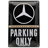 Nostalgic-Art Retro Blechschild, Mercedes-Benz – Parking Only – Geschenk-Idee für Auto Accessoires Fans, aus Metall, Vintage-Dekoration, 20 x 30 cm