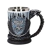 Syfunlv Bierkrug,EdelstahlBierbecher, 600ml 3D Kaffee Bier-Becher, 15 cm lang, Eimerförmiges Trinkgeschirr mit Griff,für Heißgetränke, Kaffee, Bier, Trinken und Geschenke (L)