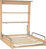 roba Wandwickelregal - Klappbares Wickelregal zur Wandmontage - Wickeltisch mit Wickelauflage 'Dschungelbaby' - Holz natur
