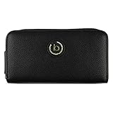 Bugatti Passione Geldbörse Damen Groß - Frauen Geldbeutel mit Reißverschluss Lang - Damengeldbörse Langbörse Portemonnaie im Querformat, Schwarz