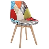 WOLTU Esszimmerstühle 1er Set, Küchenstühle mit Patchwork Design, mit Massivholz Beinen, Leinen, bis 150 kg belastbar, Mehrfarbig