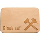 Spruchreif · Frühstücksbrettchen aus Holz · Brotzeitbrett mit Gravur Glück auf · Motiv Schlägel und Eisen · Geschenk für Bergmänner · Zeche und Bergbau · Ruhrpott