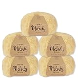 Frida's Wollhaus Drops 5 x 50 g Melody Stricken Häkeln Alpaka Schurwolle Alpaca Superweich 23 Farben (14 | Vanille)