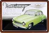 WOGEKA ART Retro Blechschild - Wartburg 311 Limousine - DDR Oldtimer Auto, 20 x 30 cm, Ostalgie Vintage Metallschild als Geschenk zur Werkstatt und Garagen Deko für Ossis 683