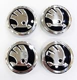 MAALLOP Rad-Emblem-Abzeichen-Logo-Aufkleber, Wasserdicht, Staubdicht, Rostfrei, Auto-Radnabenkappen, Compatible für Skoda Fabia, Octavia, Superb, Yeti 4 x 56 mm