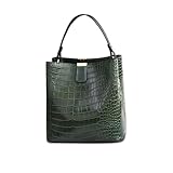 NICOLE & DORIS Kleine Handtasche Damen Elegant Umhängetasche Kroko Henkeltasche Eimertasche PU Leder Mini Schultertaschen Mode Beuteltasche Handytasche Dunkelgrün