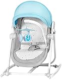 Kinderkraft Babywippe UNIMO UP, 5 in 1, Babyschaukel, Wippe, Schaukelwippe, Wiege, Spielbogen, Spielzeugen, Zusammenklappbar, Bügel mit Spielzeug, Moskitonetz, Blau
