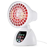 Rkdely Rotlichtlampe Wärmelampe, 150W Infrarotlampe Wärmelampe Infrarot Wärmelampen Infrarotlichtlampe mit Timer Wärmestrahler Temperatur Einstellbar mit Schutzgitter
