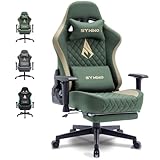 Symino Gaming Stuhl, Ergonomischer Bürostuhl, Rennstuhl-Design PC Stuhl, Vintage-PU-Leder, Verstellbarer Drehbarer Task Stühle mit Fußstütze (Grau)
