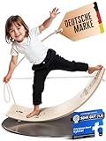 kybbel® Balance Board Kinder [83x30cm] - Hochwertiges Balancierbrett aus Birkenholz - Montessori - Wobbel Board mit Fingerschutz, Anti-Bruch-Kante, Halteseil, graviertes Anti-Rutsch-Feld, Filz