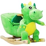 Spielwerk® Schaukeltier Dino inkl. Sound Effekt Sicherheitsgurt Plüsch Schaukel Wippe Kinder Baby Spielzeug Balancetraining besonders weich Schaukelpferd