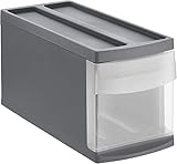Rotho Systemix Schubladenbox 1 Schub, Kunststoff (PP) BPA-frei, anthrazit/transparent, S (39.5 x 17.0 x 20.3 cm)