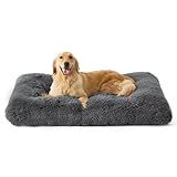 BEDSURE Flauschiges Hundebett Grosse Hunde - 89x58x8 cm Hundebett waschbar für große Hunde, rutschfeste Unterseite, plüsch Hundekissen, Dunkelgrau