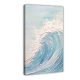 Original weiße Welle abstrakte Malerei Acryl Leinwand Poster Wandkunst Druck Bild Gemälde 20 x 30 cm