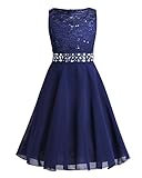 iEFiEL Sweet Prinzessin Lace Blumenmädchenkleider für Hochzeits Brautjungfern Festzug Partei Festliches Kleid Gr. 92-170 A Marineblau 116