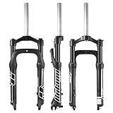 BOLANY Fat Tire MTB Federgabel, 20/26 x 4,0 Zoll 1 1/8 Zoll Gerader Schaft 100 mm Federweg 135 mm Nabenabstand Manuelle Sperrung 9 mm QR Ölfeder Vordere Gabeln für Schnee Strand XC Mountainbike