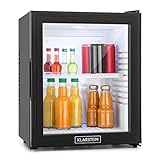 Klarstein Brooklyn Kühlschrank, Mini-Kühlschrank für Zimmer & Büro, Kühlschrank für Getränke Snacks & Kosmetik, Leiser Getränkekühlschrank, Mini Kühlschrank mit Glastüre, Minibar 12-15°C, 30 L