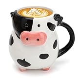 RANJIMA Kuh Tasse 3d Tier Tasse, 585ml Keramik Teetasse mit Kuh-Motiv, Lustige Kuhtasse Süße Mug Tee Kaffee Becher, Cute Cow Weihnachten Geburtstag Geschenke für Kinder Mädchen Frauen Kuhliebhaber