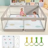 Julrrimg Baby Laufstall mit Matte - 150x150 cm XXL Laufgitter Baby Playpen