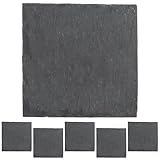 Cepewa Schieferplatte 6er Set | quadratisch 15x15cm Filzschoner | Tischuntersetzer Steinplatte Servierplatte Untersetzer (1 x 6er Set Schieferplatte 15x15cm)