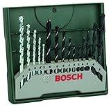 Bosch Accessories Bosch 15tlg. Mini-X-Line Spiralbohrer Mixed-Set (Holz, Stein und Metall, Zubehör Bohrmaschine)