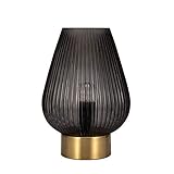 Pauleen 48158 Crystal Gloom Tischleuchte Anthrazit Tischlampe Kristall-Look max40W E 27 Rauchglas/Messing 230V Glas