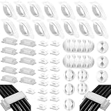 MiuCo 100Stk Kabelmanagement Schreibtisch Weiß Set mit 50 Kabelbinder Klett+30 Kabelhalter Selbstklebende+10 Silikon Kabelhalter+10 Kabelklemmen Groß, Cable Management Organizer für Schreibtisch PC