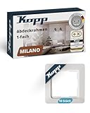 Kopp MILANO 1-fach Abdeckrahmen in Weiß - 10 Stück - 8,0 x 8,0 cm - Rahmen für Steckdosen & Schalter - Stilvoller Steckdosenrahmen aus Kunststoff - Hochwertiger Lichtschalter-Rahmen