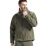 FREE SOLDIER Herren Winterjacke Military Softshell Jacken Outdoor Fleecefutter Winddichte Wasserdichte Jacke mit Kapuze Warme Taktische Jacken mit Mehreren Taschen für Jagdausflüge (Grün,S)