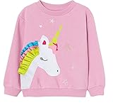 EULLA Kinder Mädchen Sweatshirt Einhorn Pullover Winter Langarm Oberteile 4 Jahr alt 1# Rosa Einhorn DE 110