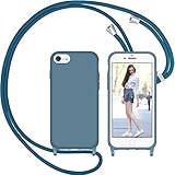 Nupcknn Liquid Silikon Handykette Hülle für iPhone 7/8/SE 2020 Hülle Necklace(abnehmbar) Hülle mit Kordel zum Umhängen Handy Schutzhülle mit Band(Ziegelblau, 4.7")