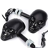 Motorrad Schwarz Schädel Universal LED Blinker Kontrollleuchten Fit Für Kawasaki Yamaha Suzuki Harley (Schwarz)