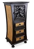 livasia Asiatische Kommode aus Massivholz und Rattan – 45x35x90cm – Handgeschnitztes Highboard aus Akazienholz, Kommode mit filigranem Design, Nachhaltig & hochwertig aus Thailand, geschwungen