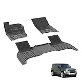 3W Fußmatten für Land Rover Defender 110 5 Sitze L663 2020-2024, TPE Allwetter Gummimatten für Defender 110 1. und 2. Reihen Komplettset Auto Fussmatten Zubehör, Schwarz Antirutschmatten