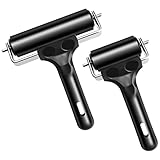 Aipaide 2 Stück Gummiwalze für Druckgrafik Handwerk Linoldruck und Blockdruck, 3.8 und 2.2 Zoll Hartgummiwalze Gummi Brayer Roller, Schwarz