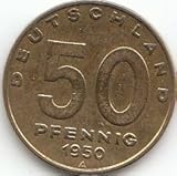 DDR Jägernr: 1504 1950 A sehr schön Aluminium-Bronze 1950 50 Pfennig Pflug vor Hüttenwerk (Münzen für Sammler)