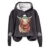 2026 Kuh-Sweatshirts für Damen, Western-Druck, Shirt, Country-Sweatshirt (2), dunkelgrau, M