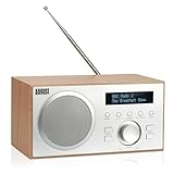August MB420 DAB+/FM Radio mit Bluetooth digitales Küchenradio mit Holzgehäuse mit RDS-Funktion 60 Presets Hifi Lautsprecher 5W - Radiowecker mit Sleeptimer Alarm Snooze - USB/Aux-In/Aux-Out
