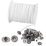 61m Kerzendocht, Docht Rauchfrei Kerzen Docht mit 100 Stück Kerzendochthalter Candle Wick Kerzendochte Dochte für Weihnachtendeko Basteln Kerzen Hochzeit DIY Duftkerzen Weihnachten(Weiß)