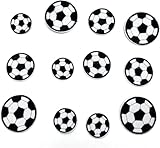 12 Stück Fußball Patches zum Aufbügeln, Fußball bügeln auf Patch, Aufnäher Fussball Fußball, Set in 3 Größen – Stickerei Patches für Kleidung, Jeans, Rucksäcke, Schals, T-Shirts, Socken"