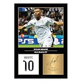Icons Wall Art Kylian Mbappe Real Madrid signiertes Foto, A4, Geschenk für Real Madrid-Fans, digital reproduziert, Unterschrift, ungerahmt