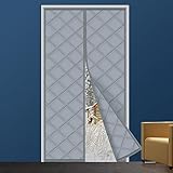 WENT Magnet Wärmeschutzvorhang für Türen. Höhe 205 cm, Breite 80 cm, Volle Größe, Thermo Türvorhang, Isolier Schutz Vorhang, Haustierfreundlich, Wasserdicht, Winddicht, Rauchgrau