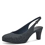 MARCO TOZZI Damen Slingpumps mit Blockabsatz Elegant, Metallisch (Navy metallic), 41 EU