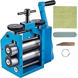 VEVOR 75mm Manuelle Walzwerk Maschine Eisen Rolle Presser Gute Verschleißfestigkeit Kombination Schmuck Walzwerk Tablettiermaschine Walzdraht Flache Muster Blech Schmuck Kennzeichn Blau
